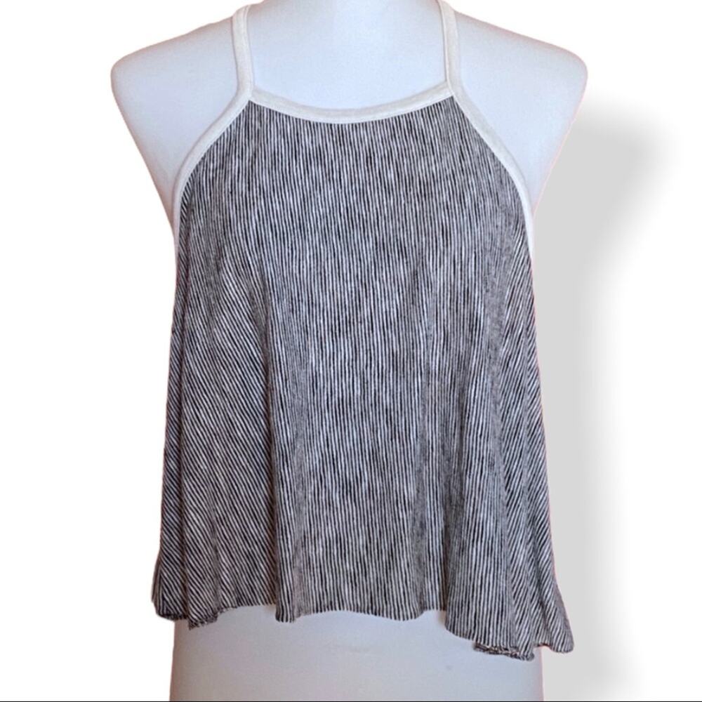 Zara Striped Tank Top Small Black White Loose Fit